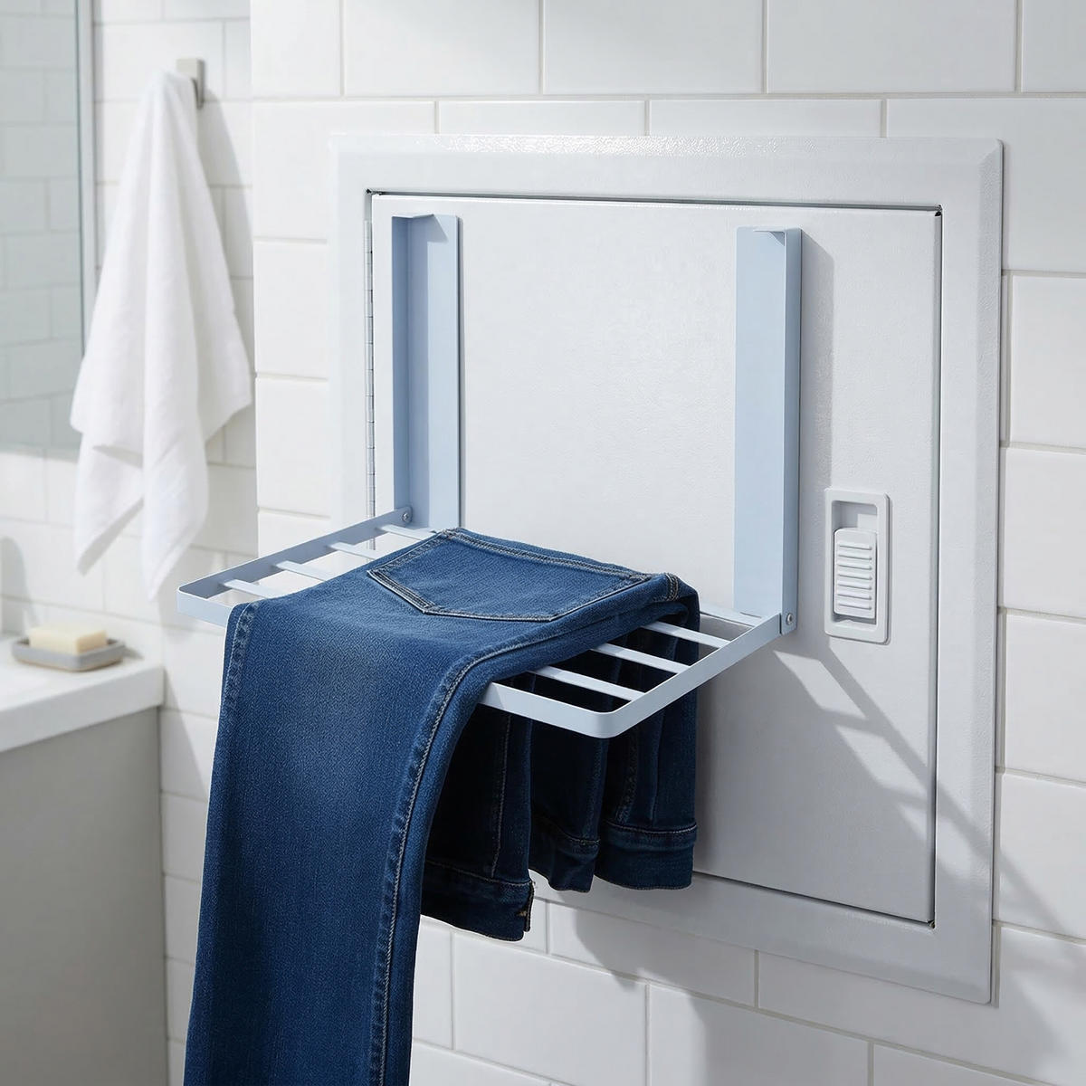 SUŠIAK bielizne - biela, kov (40.5/25/25cm) - Relaxdays