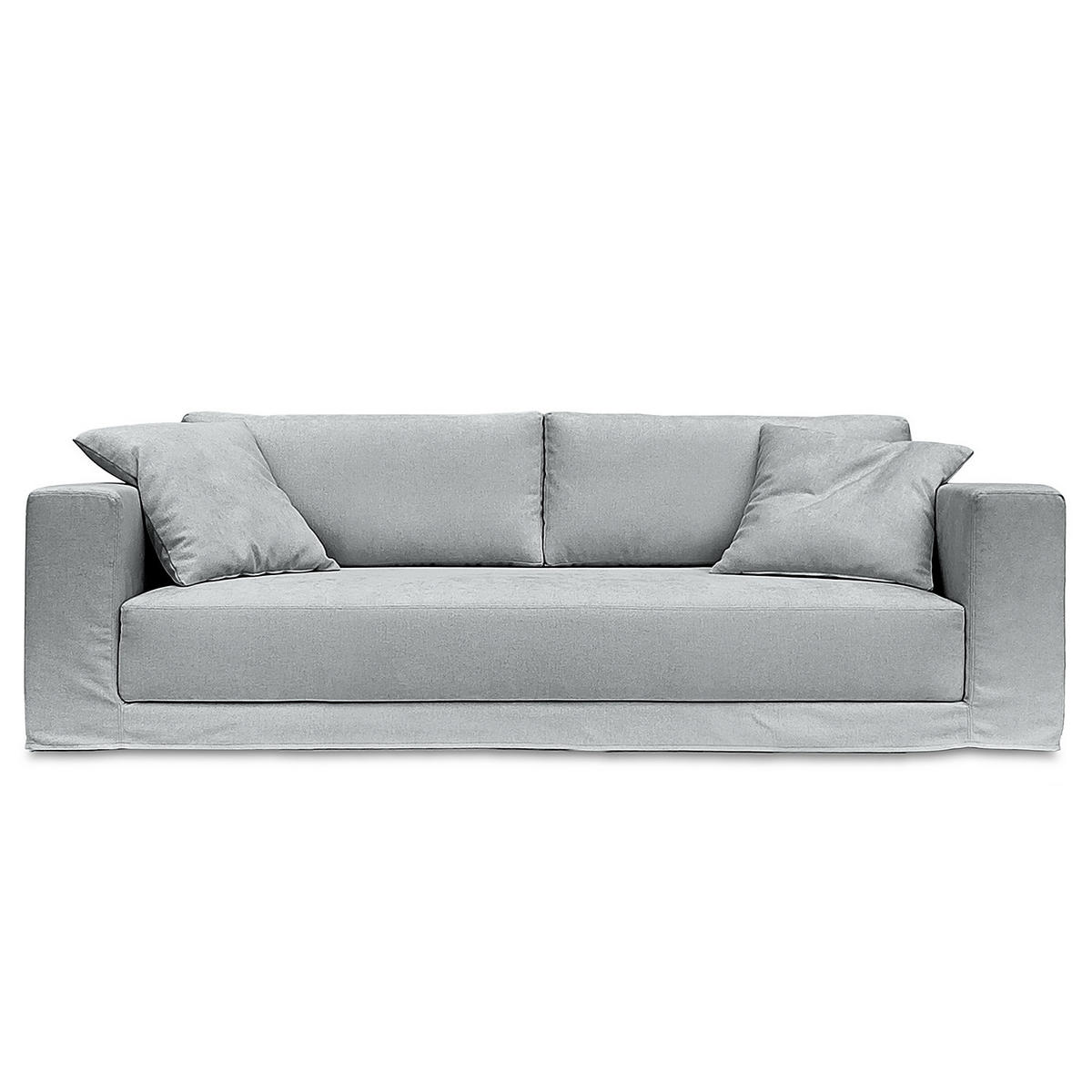 3-SITZER SOFA mit Wechselbezug - Webstoff - Hellgrau, Textil (245/63/122cm) - home24