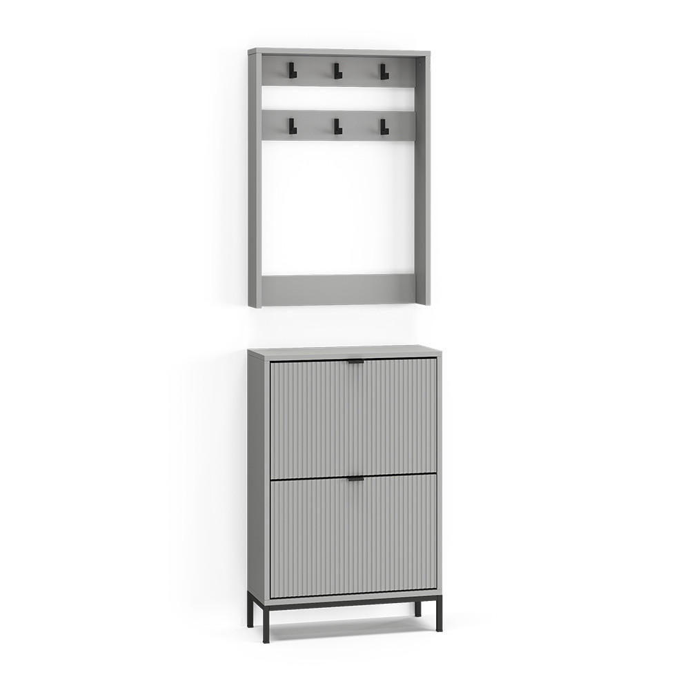 GARDEROBE Eliza Grau 60 x 92 cm Set, 2 Teile - Grau, Holzwerkstoff (60/92/24cm) - Vicco