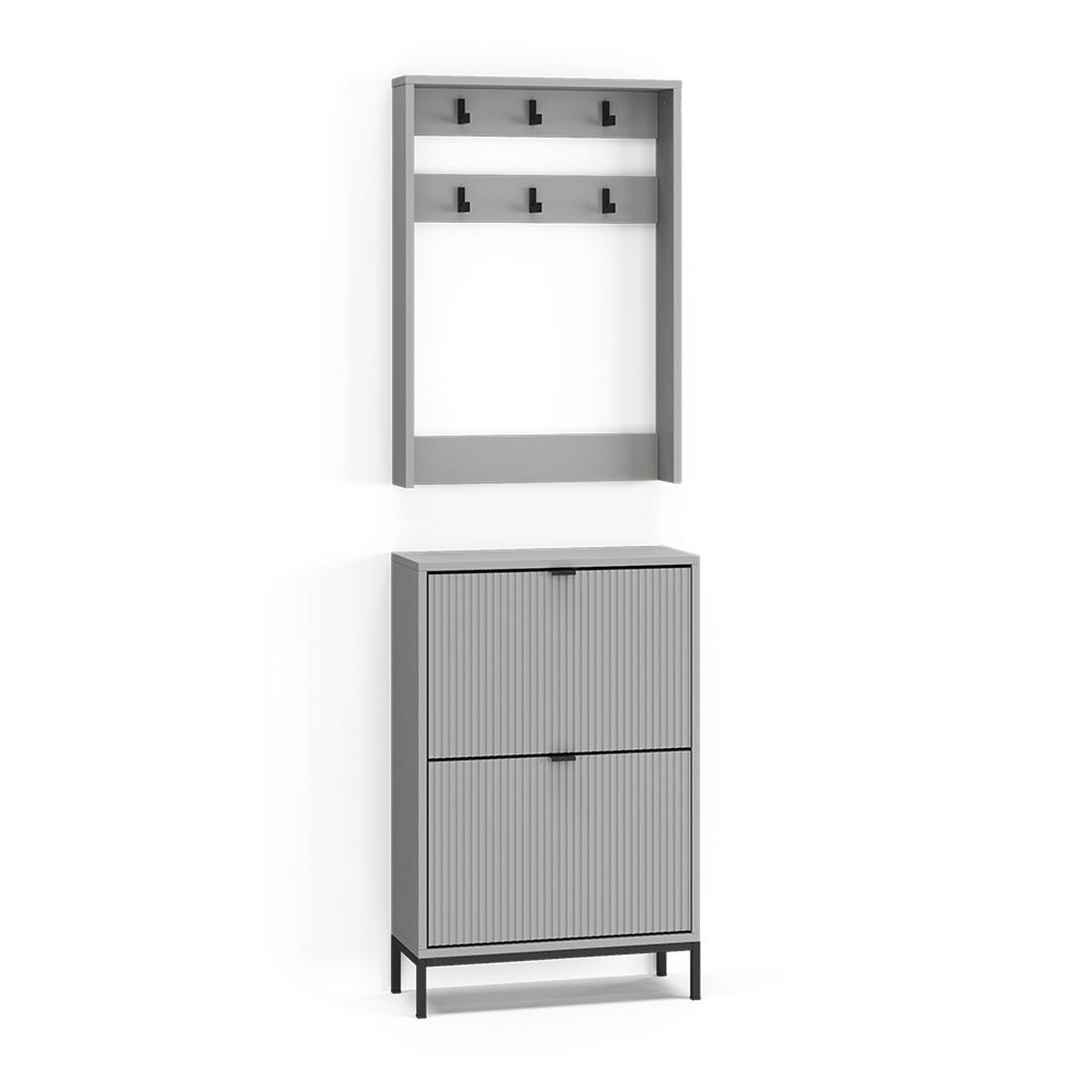 GARDEROBE Eliza Grau 60 x 92 cm Set, 2 Teile - Grau, Holzwerkstoff (60/92/24cm) - Vicco