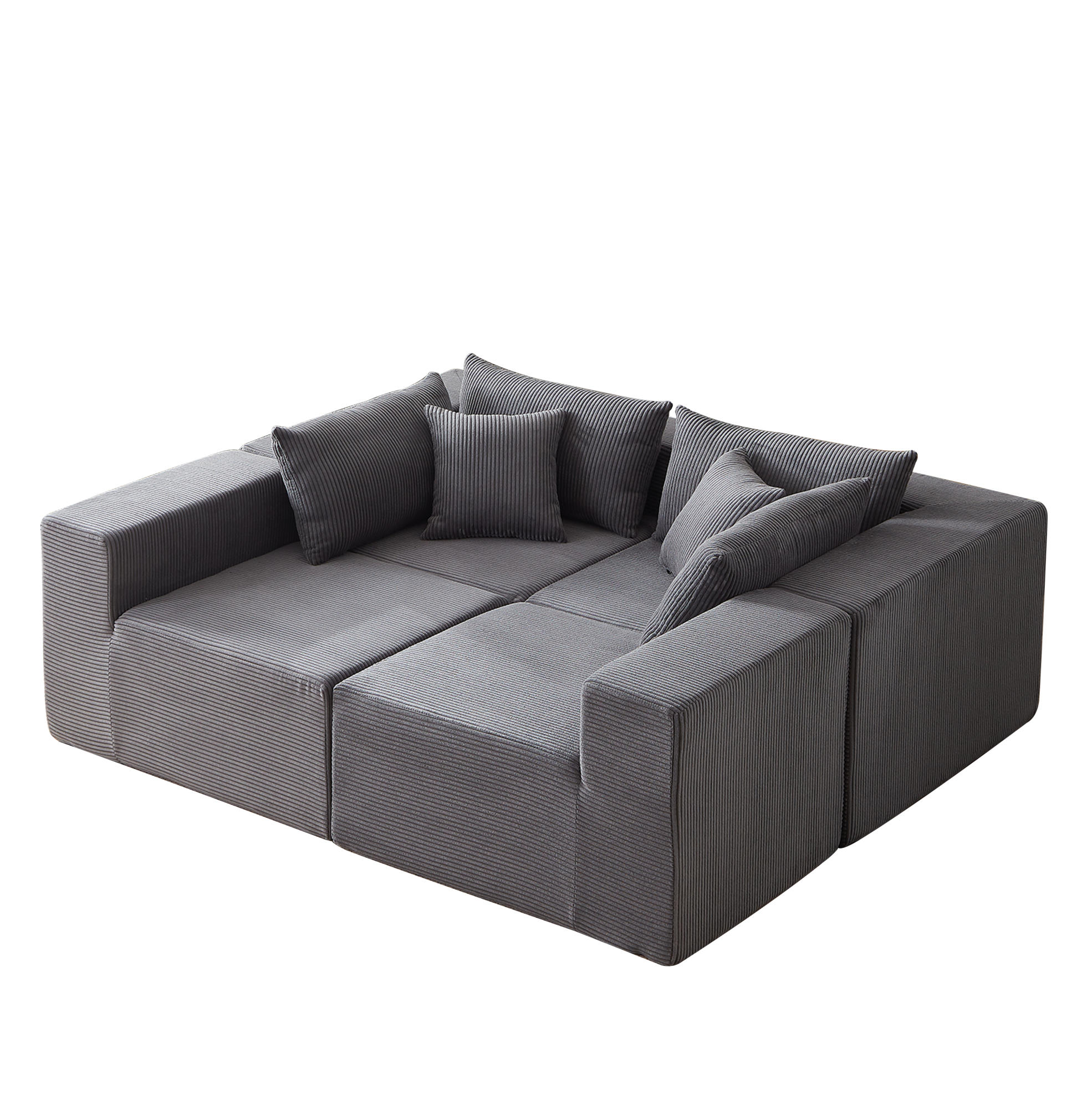 ECKSOFA 264/167/71 cm grau aus Cord und Schaumstoff ohne Montage - Grau, Textil (167/264cm) - OKWISH