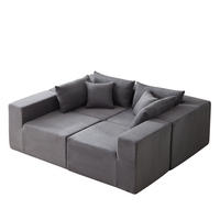 ECKSOFA 264/167/71 cm grau aus Cord und Schaumstoff ohne Montage - Grau, Textil (167/264cm) - OKWISH