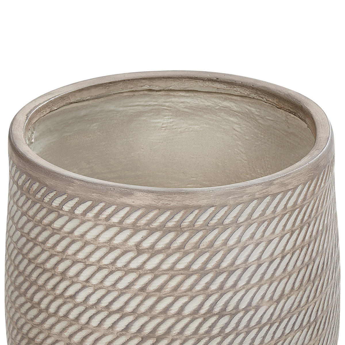 BLUMENTOPF taupe rund 39/39/44 cm Livadia - Beige, Naturmaterialien (44cm) - Beliani