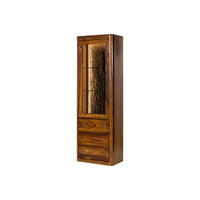 VITRINE Sheesham 70x40x202 walnuss gewachst TORONTO LUX #210 - Dunkelbraun, Holz (70/202/40cm) - Massivmoebel24