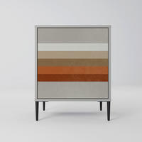 SIDEBOARD PECULIAR TRAIL, Grau, 57,5x42x72,5 cm, Schwarze Metallfüße - Multicolor/Schwarz, Holzwerkstoff/Metall (57.5/72.5/42cm) - SpaceRebels