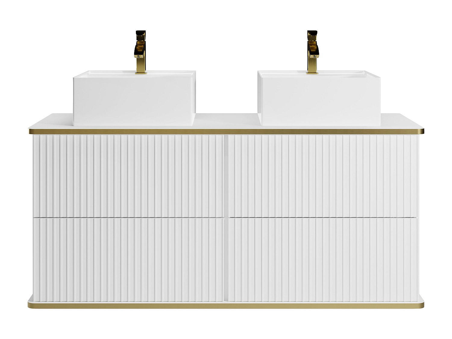 DOPPELWASCHTISCH - 120 cm x 47 cm - Holz, Platte - Weiß - KELIZA - Weiß, Holz (120/54/47cm) - Vente-Unique