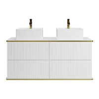 DOPPELWASCHTISCH - 120 cm x 47 cm - Holz, Platte - Weiß - KELIZA - Weiß, Holz (120/54/47cm) - Vente-Unique