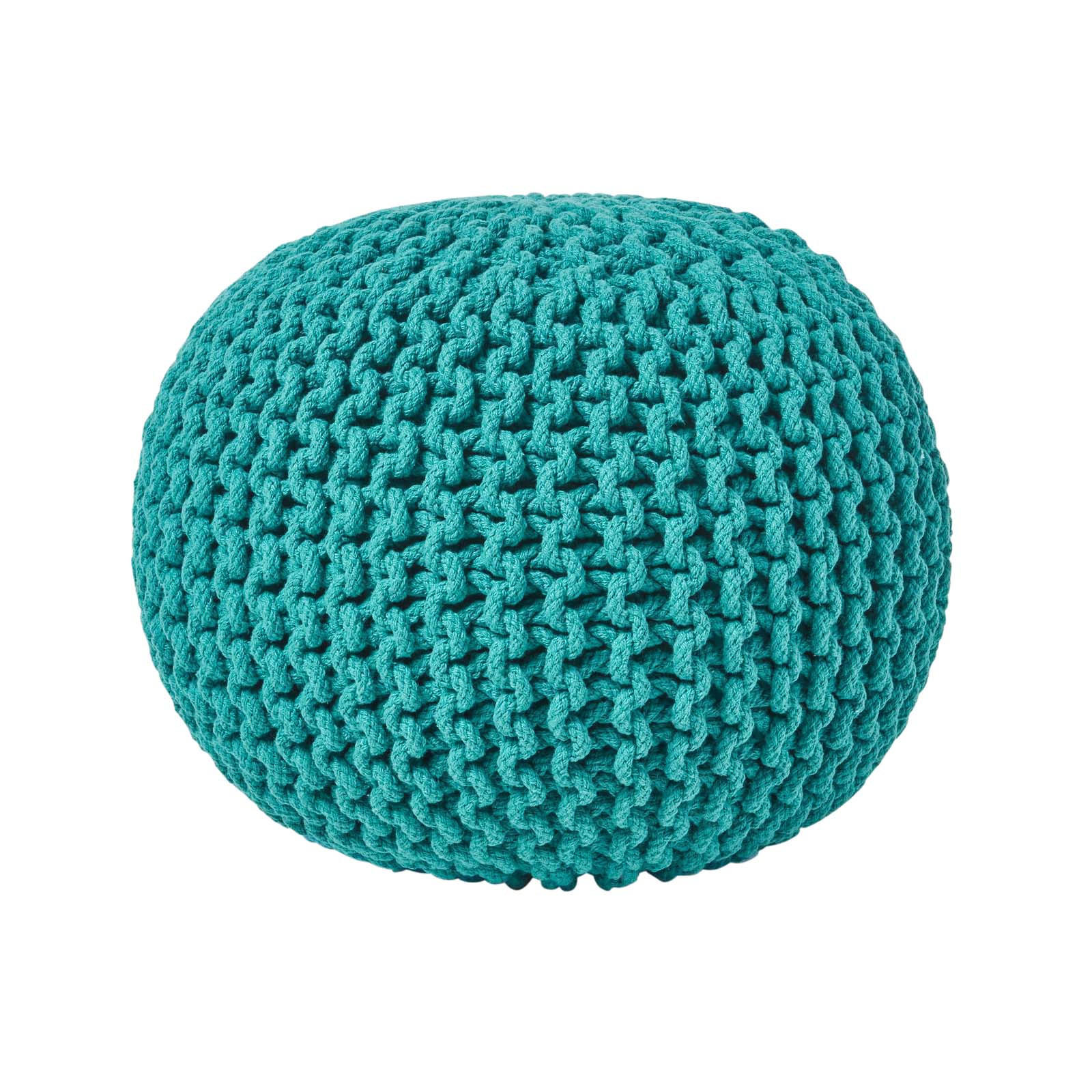 Homescapes Strick-Pouf Grün 40x35x40 cm