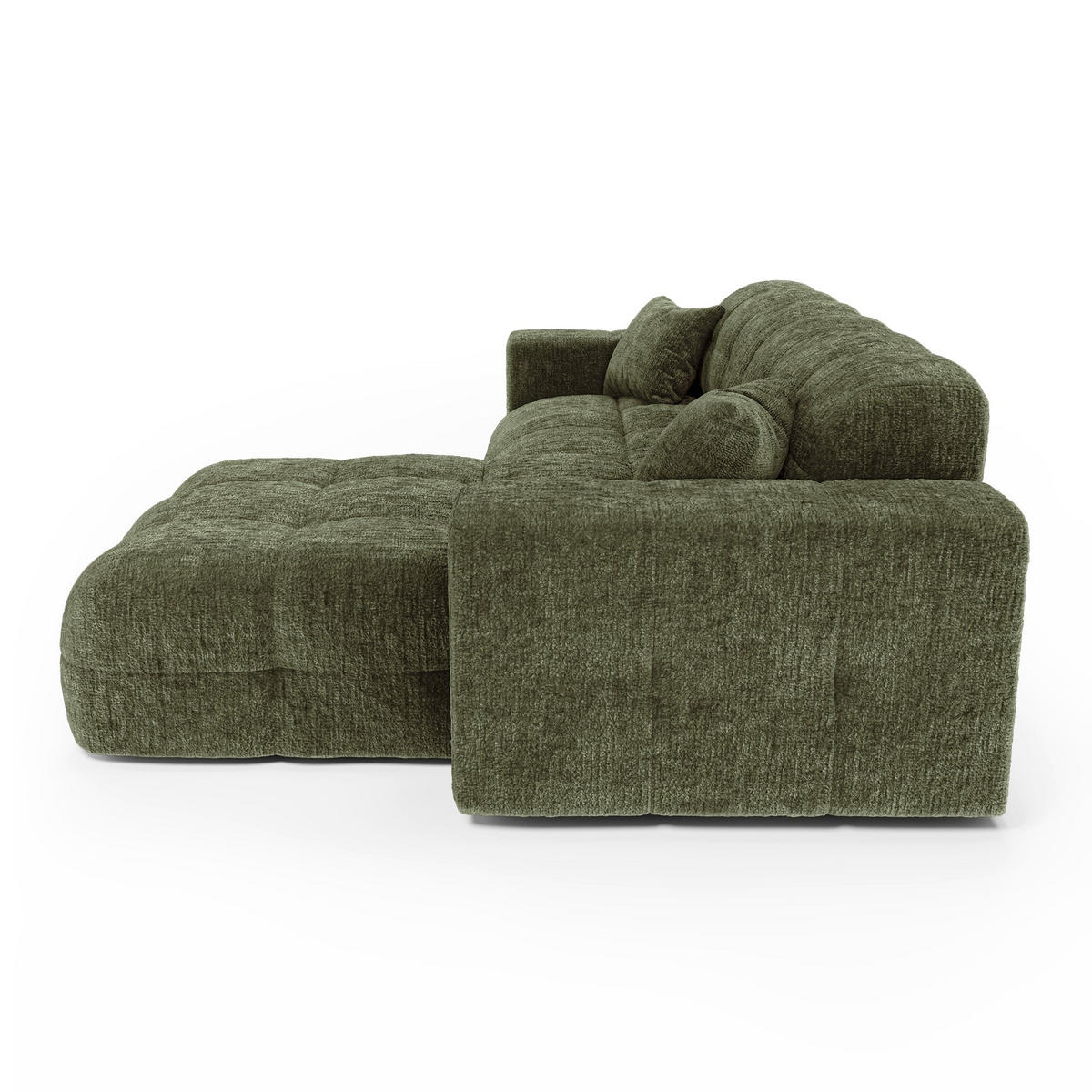 ECKSOFA rechtwinklig COCOON Geprägter Samt Vintage-Grün 230cm - Dunkelgrün/Grün, Textil (230/155cm) - Premium Interiors