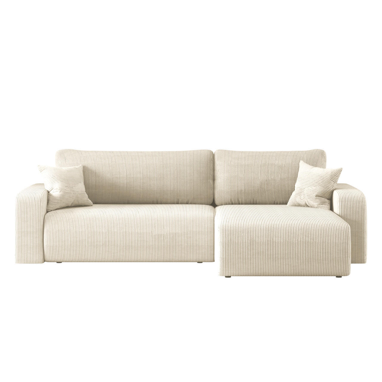 SCHLAFSOFA MILANO XL und bettkasten stoff Poso Dicker Cord Ecru Rechts - Ecru, Holz (274/82/145cm) - Kaiser Möbel