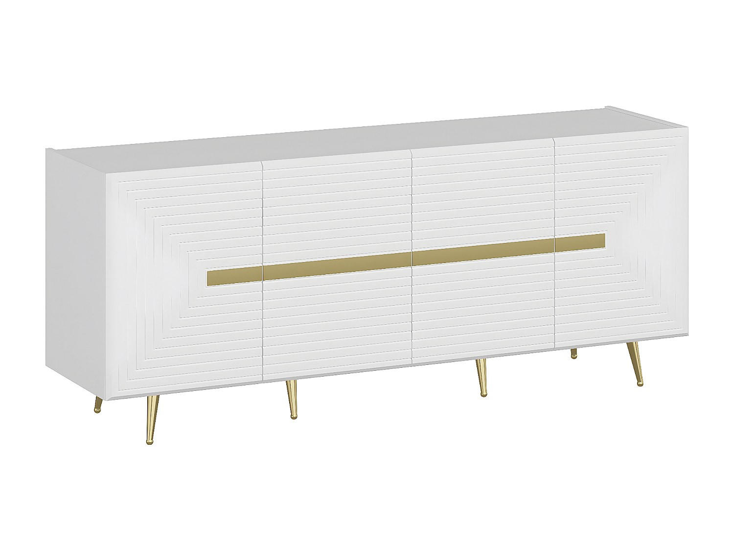 SIDEBOARD mit 4 Türen - MDF - Weiß & Goldfarben - MOLYA - Weiß, Holz (180/75/47cm) - Vente-Unique
