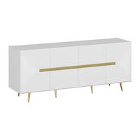 SIDEBOARD mit 4 Türen - MDF - Weiß & Goldfarben - MOLYA - Weiß, Holz (180/75/47cm) - Vente-Unique