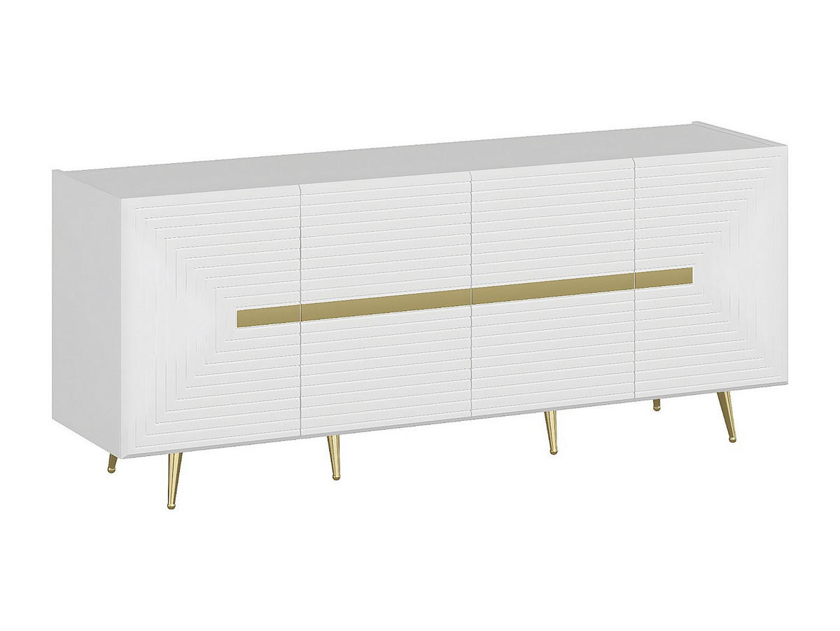 SIDEBOARD mit 4 Türen - MDF - Weiß & Goldfarben - MOLYA - Weiß, Holz (180/75/47cm) - Vente-Unique