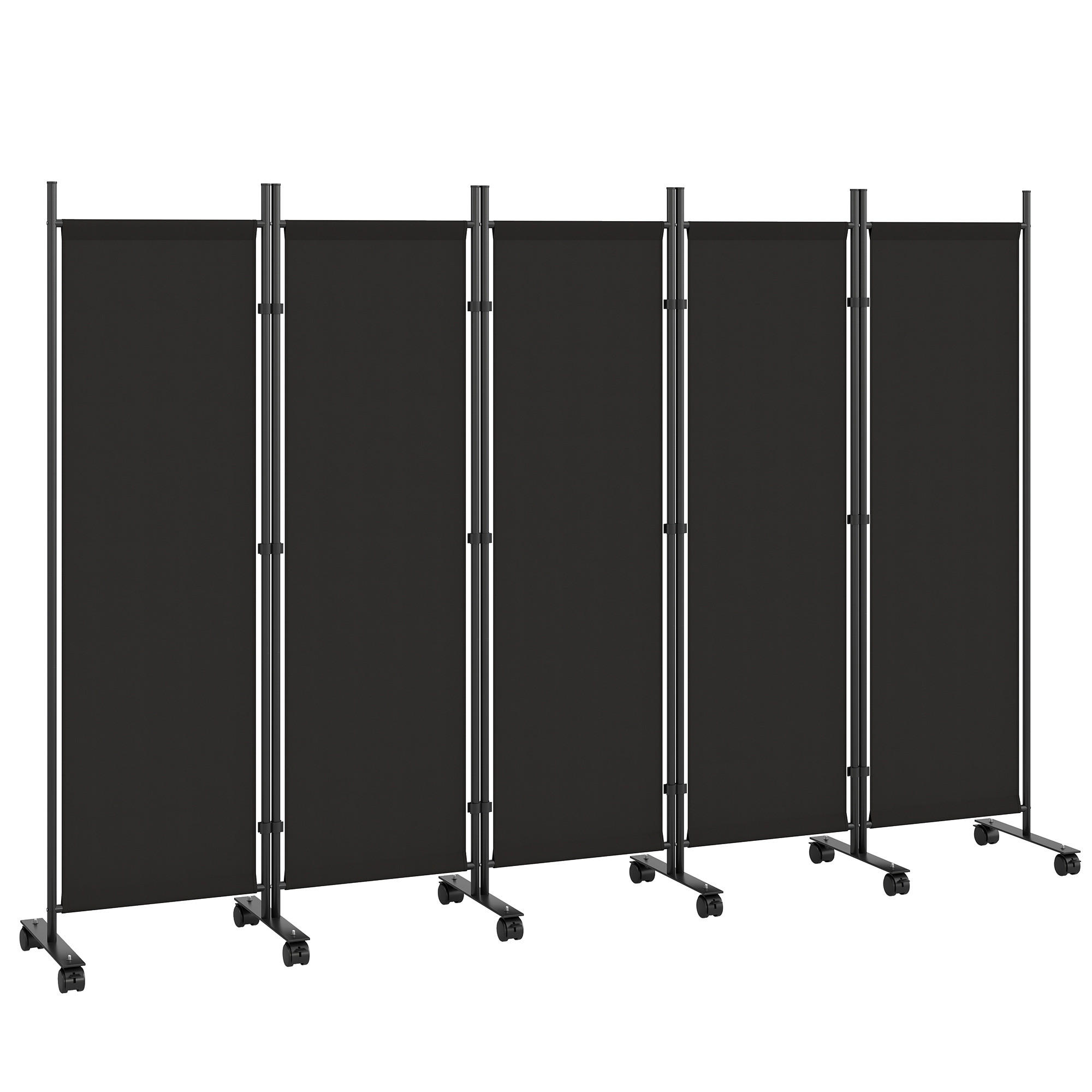 RAUMTEILER,5-TEILIG Stahl mit Rollen Clips,schwarz - Schwarz, Metall (252/170cm) - Vallsero