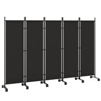 RAUMTEILER,5-TEILIG Stahl mit Rollen Clips,schwarz - Schwarz, Metall (252/170cm) - Vallsero