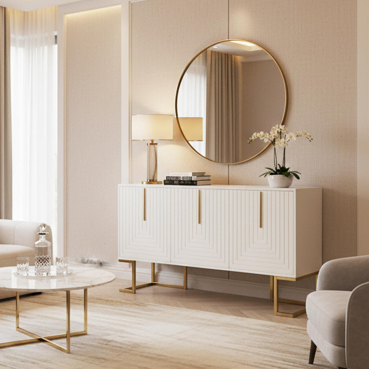 SIDEBOARD Verstellbare Regalböden,138/40/80,5 cm - Weiß, Holzwerkstoff/Metall (40/80.5/138cm) - Urban Meuble