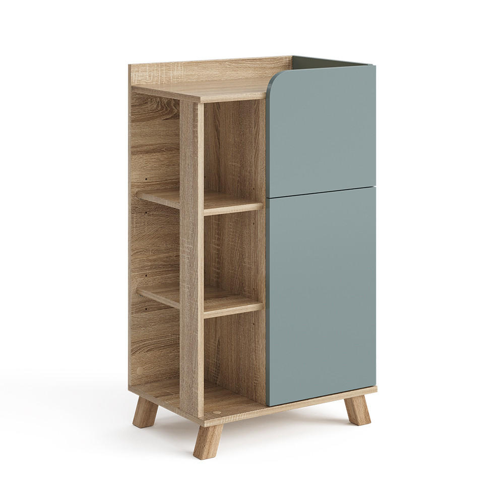 UNTERSCHRANK Karen Blau-Grau 50 x 90 cm mit Tür und Schublade - Dunkelblau/Sonoma Eiche, Holzwerkstoff (50/90/35cm) - Vicco