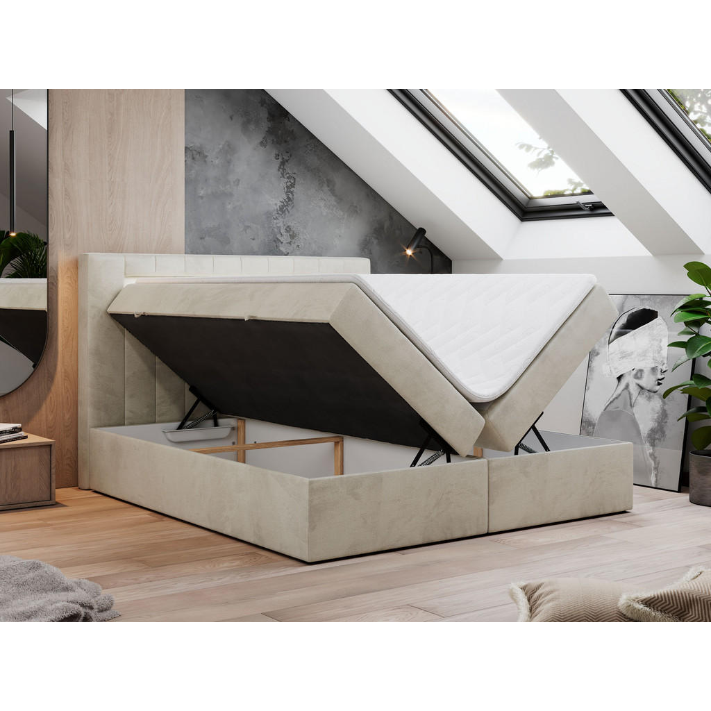 Thumbnail - MKS Boxbett, Beige, Textil, 2-Sitzer, H3, Rechteckig, 120x200 cm, Schlafzimmer, Betten, Boxspringbetten