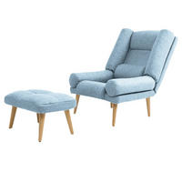 SESSEL Lola mit Fußhocker Rückenlehne 5-stufig einstellbar, hellblau - Türkis, Holz/Kunststoff (75/100/60cm) - Margaret Hadas24