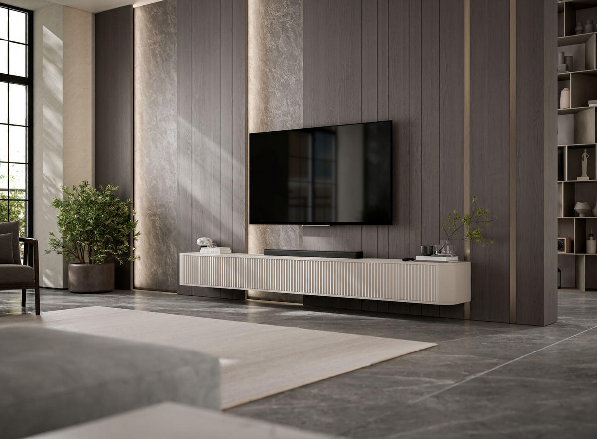 TV omarica Aurora, komplet 2 kosov, mat kašmir, 280 cm - kašmir, leseni material (280/30/35cm) - Meble Lindner