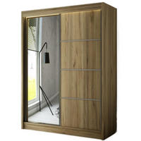 SCHWEBETÜRENSCHRANK Paco 150/215/61 2-türig eiche Craft Gold mit Spiegel - Eichefarben, Holzwerkstoff (150/215/61cm) - Beautysofa