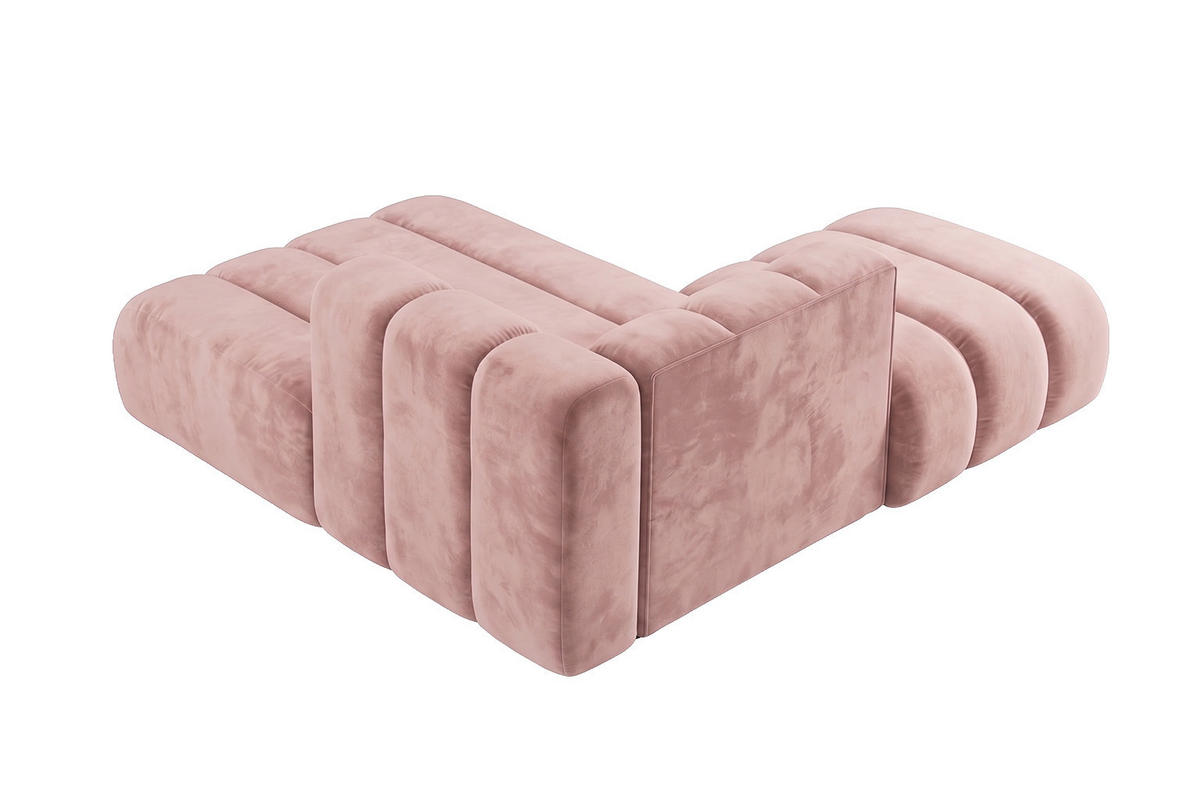 CHAISELONGUE Modulare Mit Hocker, Velvet-Stoff Riviera, Hellrosa, Links, GRAND - Hellrosa, Holz (204/179cm) - Kaiser Möbel