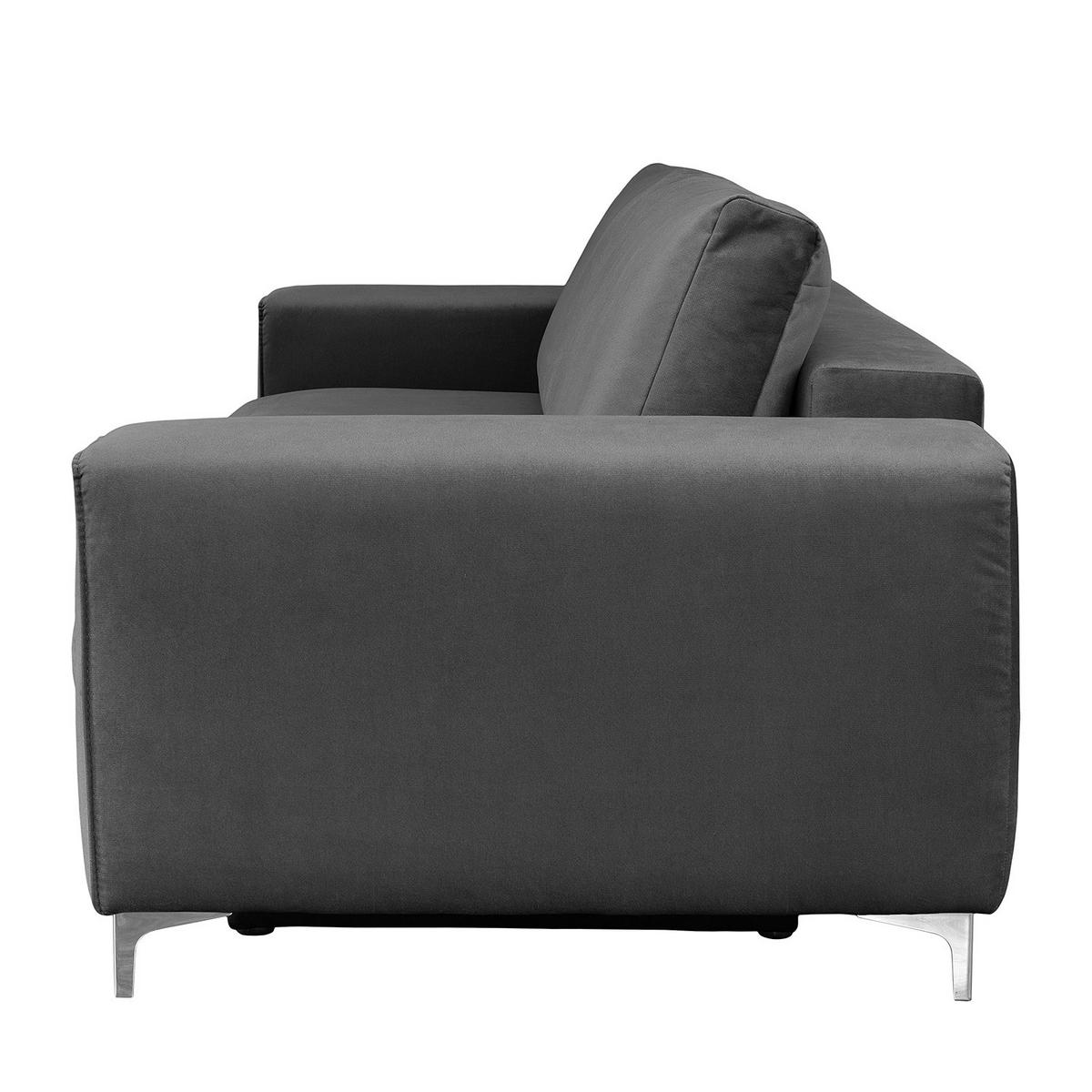 SCHLAFSOFA - Samt - Dunkelgrau/Silberfarben, Textil/Metall (265/91/105cm) - home24