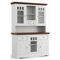 BUFFETSCHRANK Belluno Elegante Kiefer weiß (RAL9010) lackiert / Kiefer gebeizt, Nussbaumfarben 130 / 45 / 190cm - Nussbaumfarben/Weiß, Holz/Metall (130/190/45cm) - Feldmann-Wohnen
