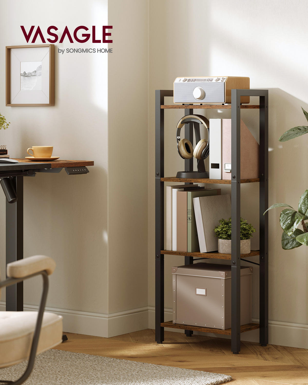 STANDREGAL Bas - Braun, Holzwerkstoff (24/107/40cm) - VASAGLE