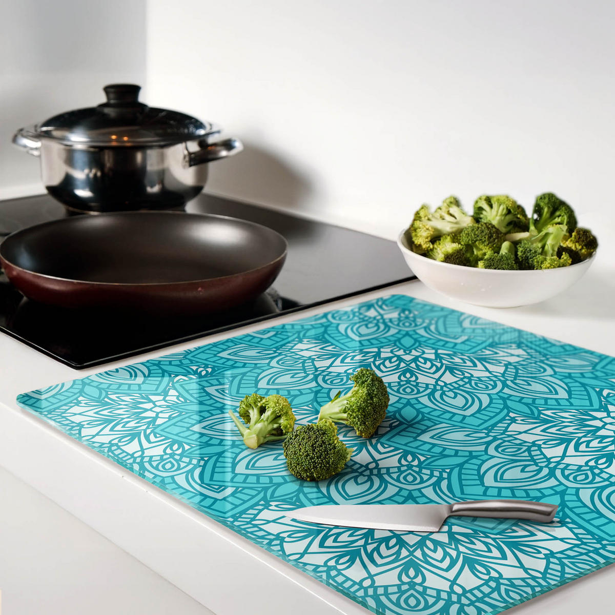 GLASPLATTE 60x52 cm Dekorationen - Blau, Glas (60/0.4/52cm) - TULUP