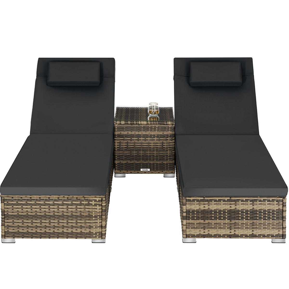 RATTAN-DOPPELLIEGE Carbonera, Belastbarkeit je 200 kg, natur - Naturfarben, Kunststoff (62/36/196cm) - tectake