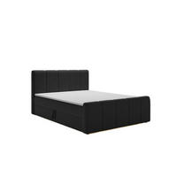 BOXBETT Berg Mit Matratze, Stoff Komodo Schwarz 140x200 cm - Schwarz, Holz (140/200cm) - Kaiser Möbel