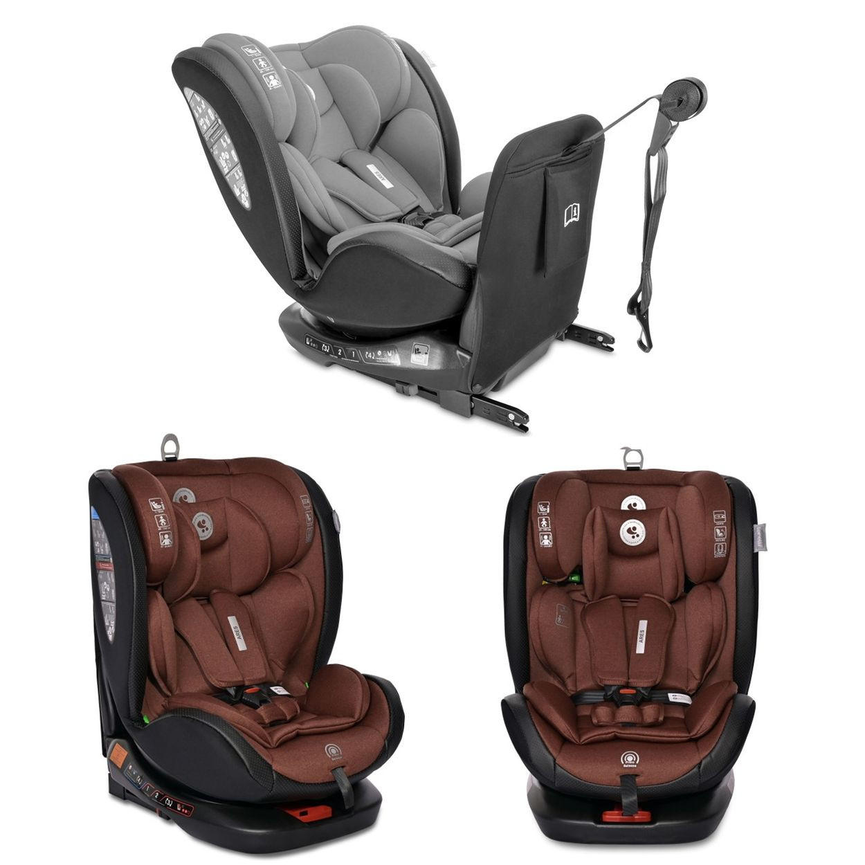 KINDERSITZ Ares i-Size grau (40-150cm) Isofix, verstellbar, Sitz 360° drehbar - Grau, Kunststoff (46/63/53cm) - Lorelli