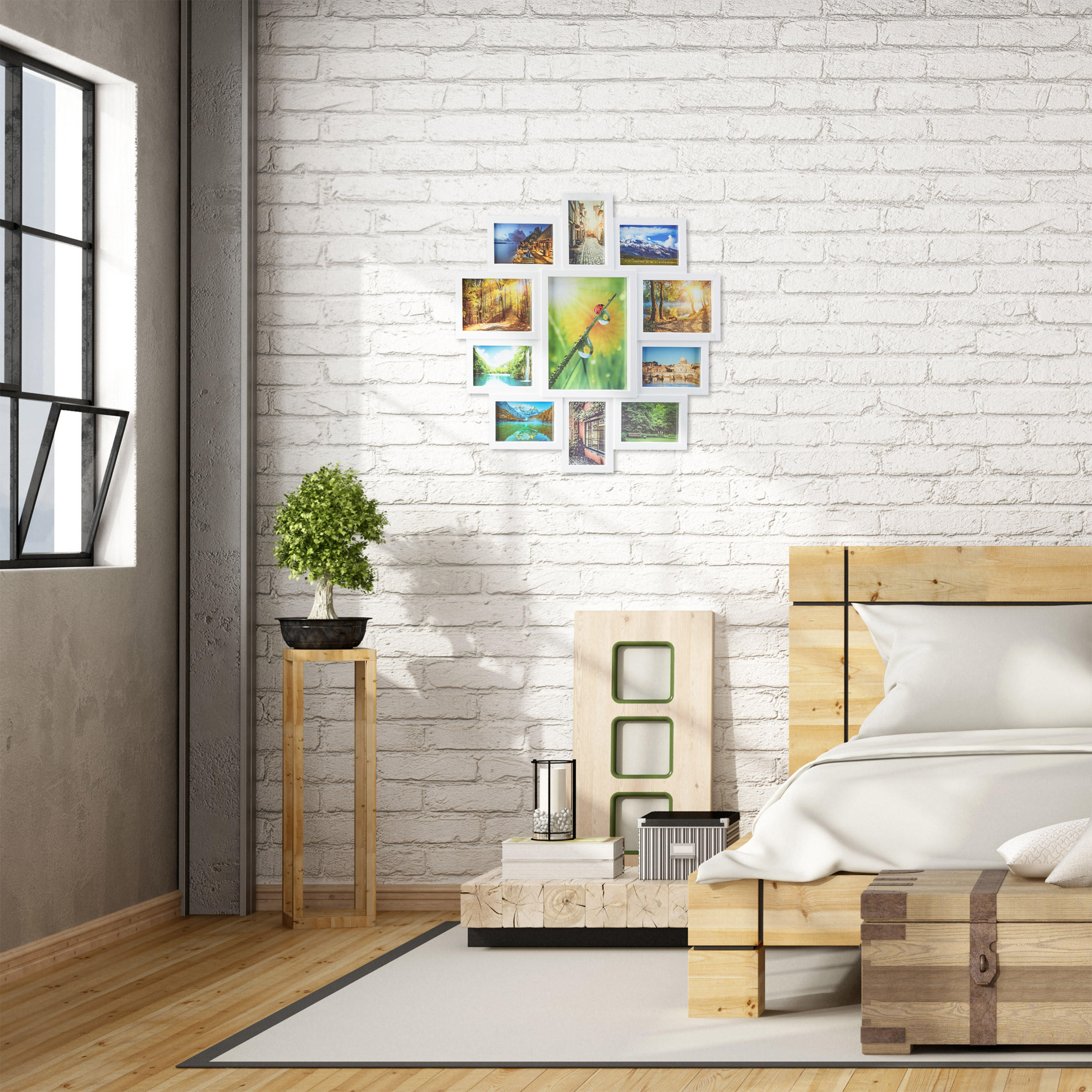 BILDERRAHMEN - Weiß, Holzwerkstoff/Wellpappe (61.5/2/61.5cm) - Relaxdays