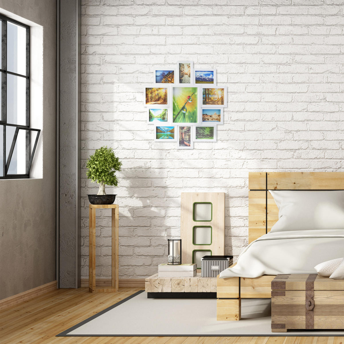 BILDERRAHMEN - Weiß, Holzwerkstoff/Wellpappe (61.5/2/61.5cm) - Relaxdays