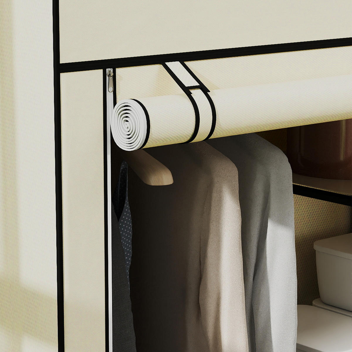 KLEIDERSCHRANK, Stoffschrank, Creme - Creme, Metall (43/162.5/103cm) - HOMCOM