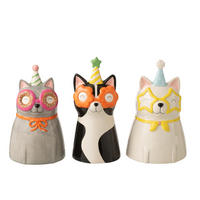 VASE KATZE MIT BRILLE (3ER SET) - Multicolor, Keramik (15/26/15.5cm) - J-Line