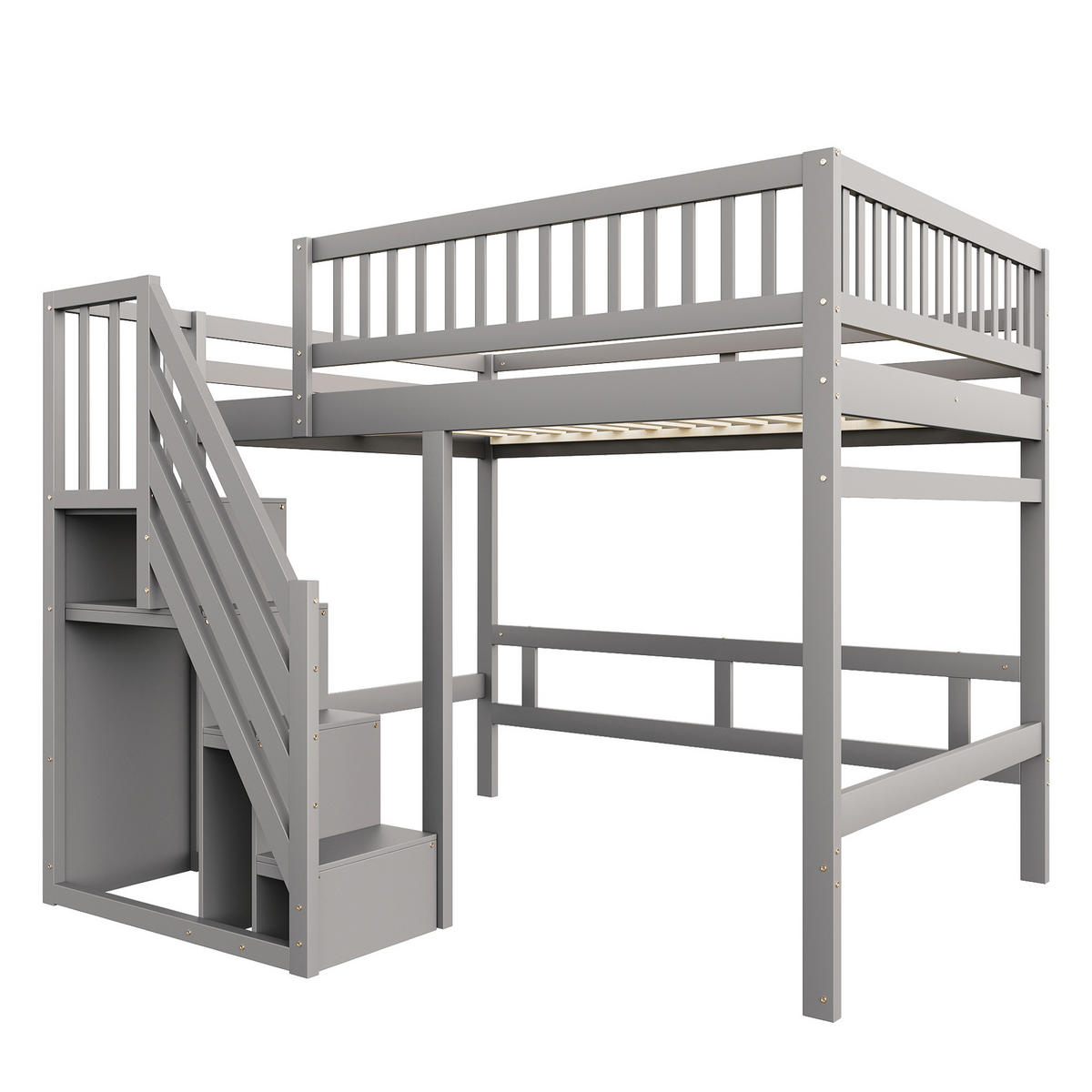 HOCHBETT 140/200 cm grau aus Holz mit Aufbewahrungstreppe - Grau, Holzwerkstoff (140/200cm) - OKWISH