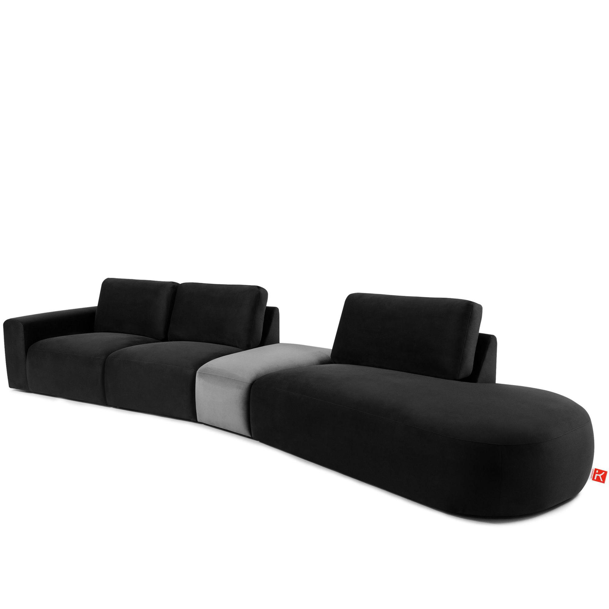 5-SITZER ECKSOFA ZUCCO Velour rechts, Dunkelgrau - Dunkelgrau, Textil (430/84/105cm) - KONSIMO®