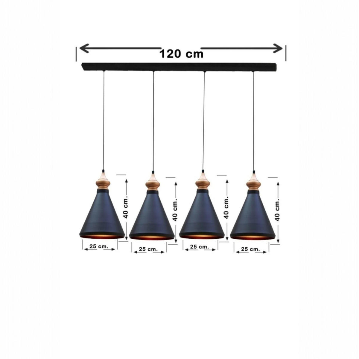 PENDELLEUCHTE Multiline 4-tlg - Schwarz, Metall (25/25/40cm) - Bamyum
