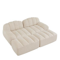 SOFA 210/165/79 cm in Beige-Weiß aus Granuliertem Fleece - Beige, Textil (165/79/210cm) - Flora Grace
