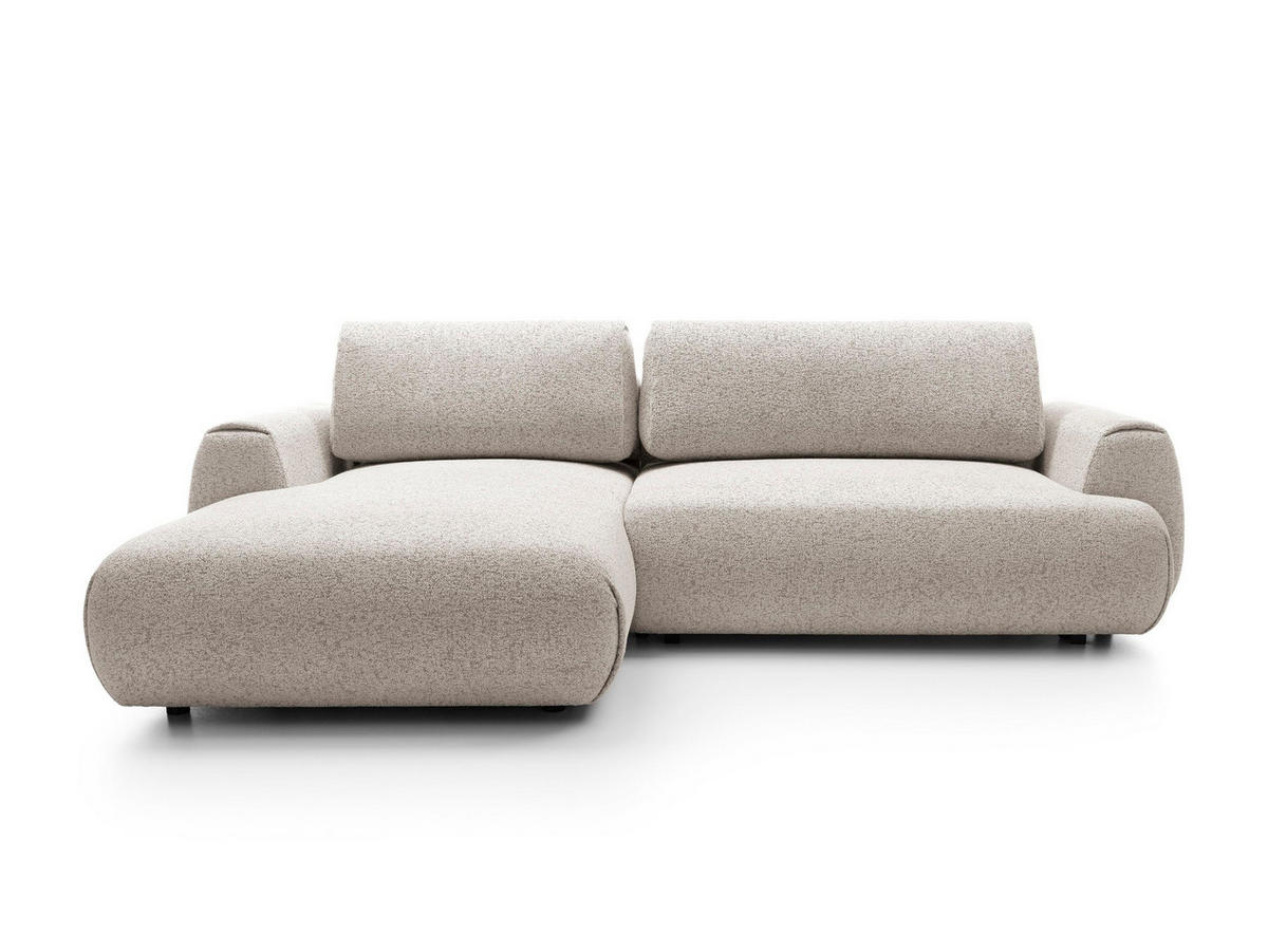 ECKSOFA ZEST Grau Geflochtener Stoff mit Schlaffunktion - Grau, Holz (270/167cm) - MASSENO
