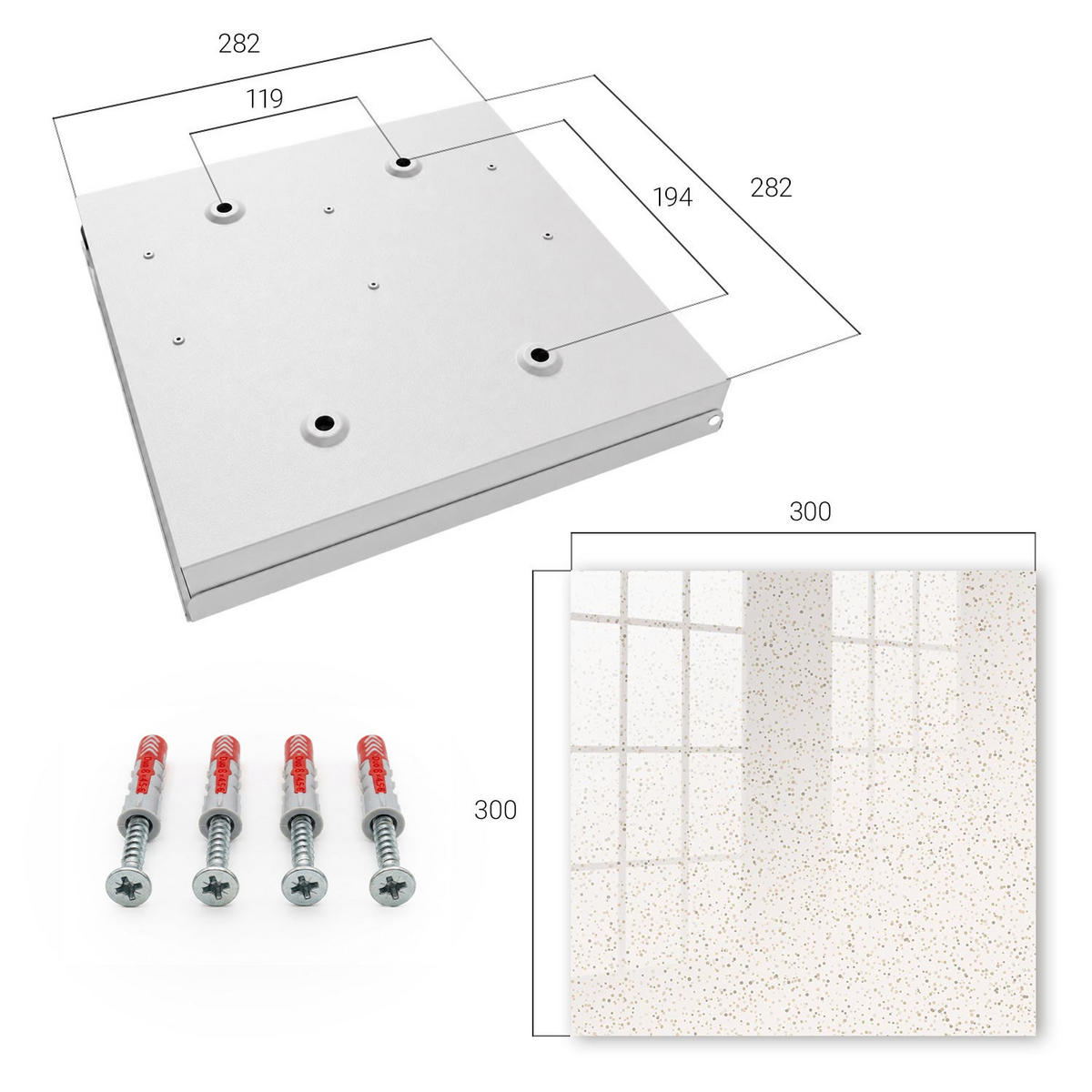 SCHLÜSSELBOX Weiß 30x30 cm – Türöffnung nach rechts - Punktmuster - Beige, Metall (30/30/5cm) - TULUP