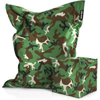 XXL-SITZSACK + Pouf 2er Set - 140x180cm - Braun/Grün, Textil (140/25/180cm) - Green Bean