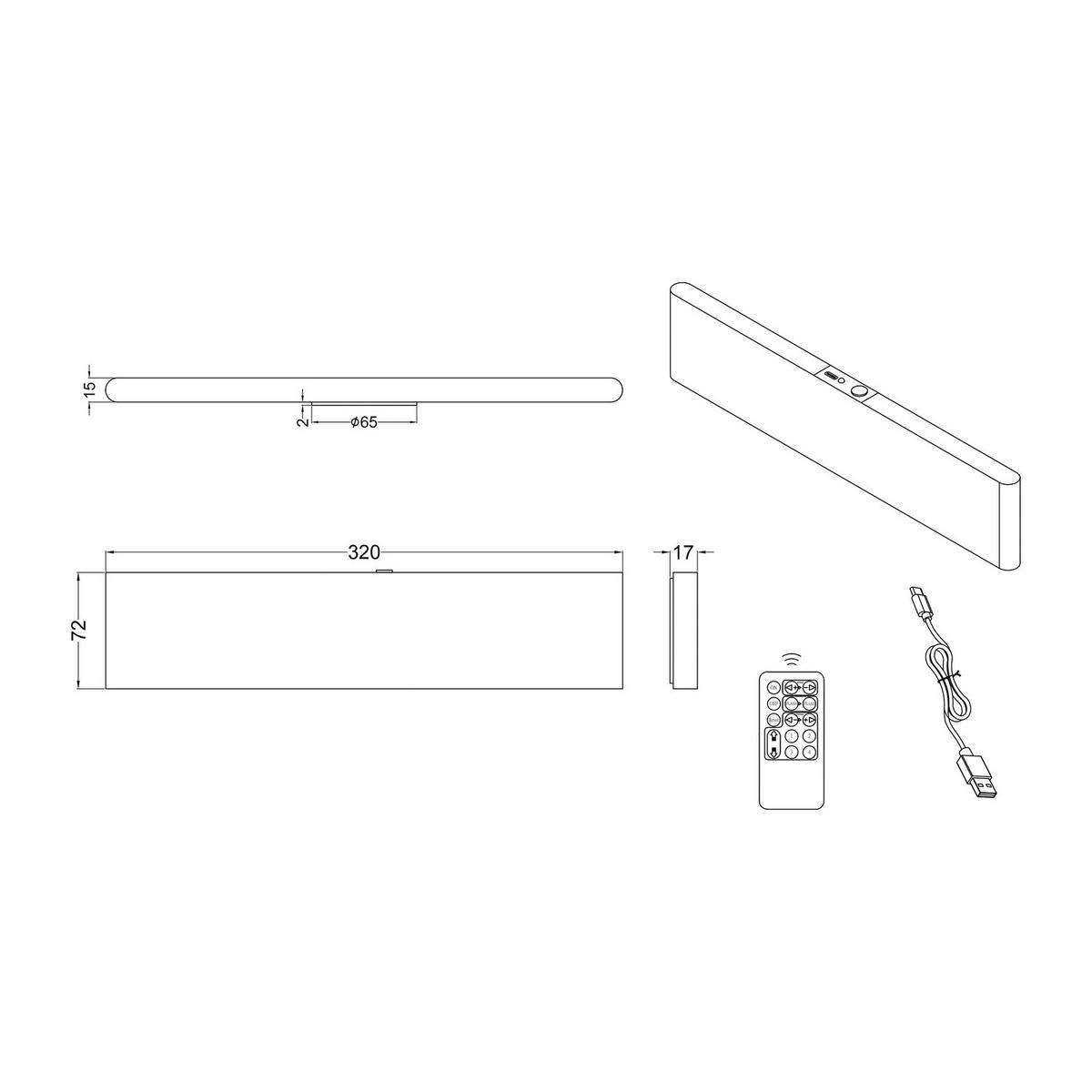 AKKU-WANDLEUCHTE inkl. Fernbedienung - Dimmbar - Aluminium - Schwarz, Metall (7/32/46cm) - home24