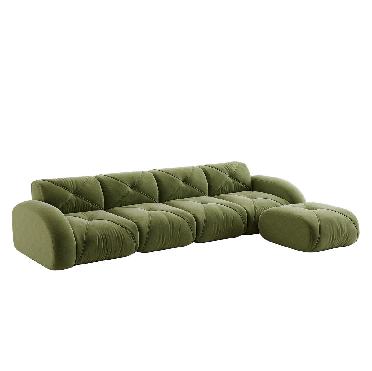 ECKSOFA 358/171/76 cm modular grün aus Chenille mit flexiblem System und 32D-Schaumstoff - Grün, Textil (171/358cm) - OKWISH