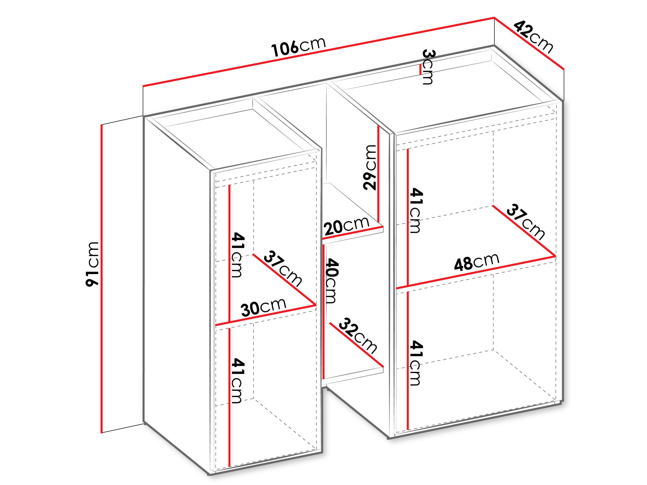 KOMMODE Sigma 2D SG07 - Kaschmir/Trüffeleichefarben, Holzwerkstoff (106/91/42cm) - MIRJAN24