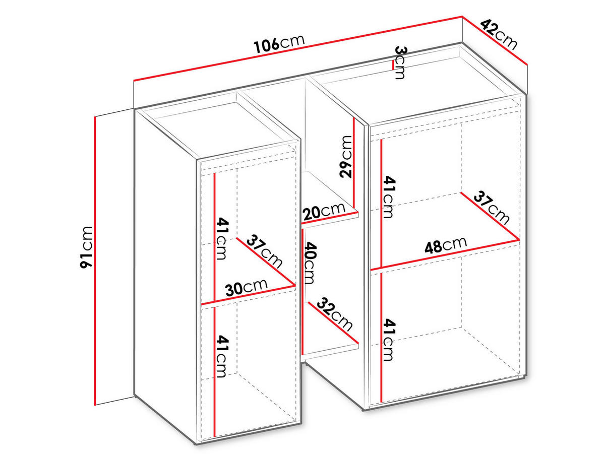 KOMMODE Sigma 2D SG07 - Kaschmir/Trüffeleichefarben, Holzwerkstoff (106/91/42cm) - MIRJAN24