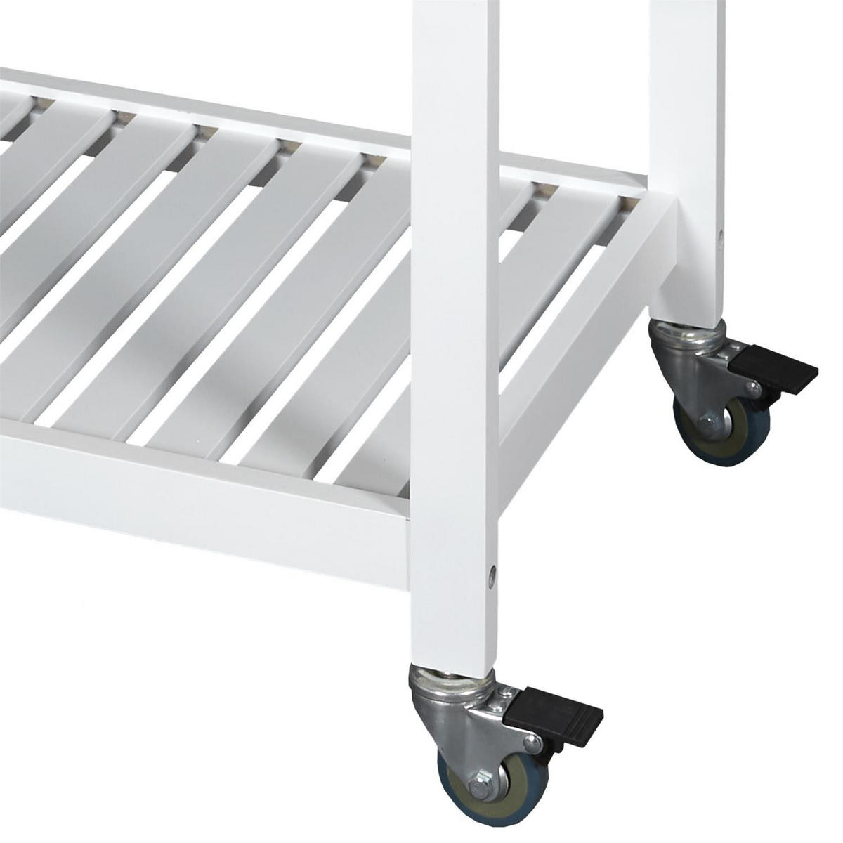 SERVIERWAGEN mit Rollen 3 Etagen und 1 Schublade weiß und Holz 61/84,5/40 cm - Weiß, Holzwerkstoff (61/84.5/21cm) - Calicosy