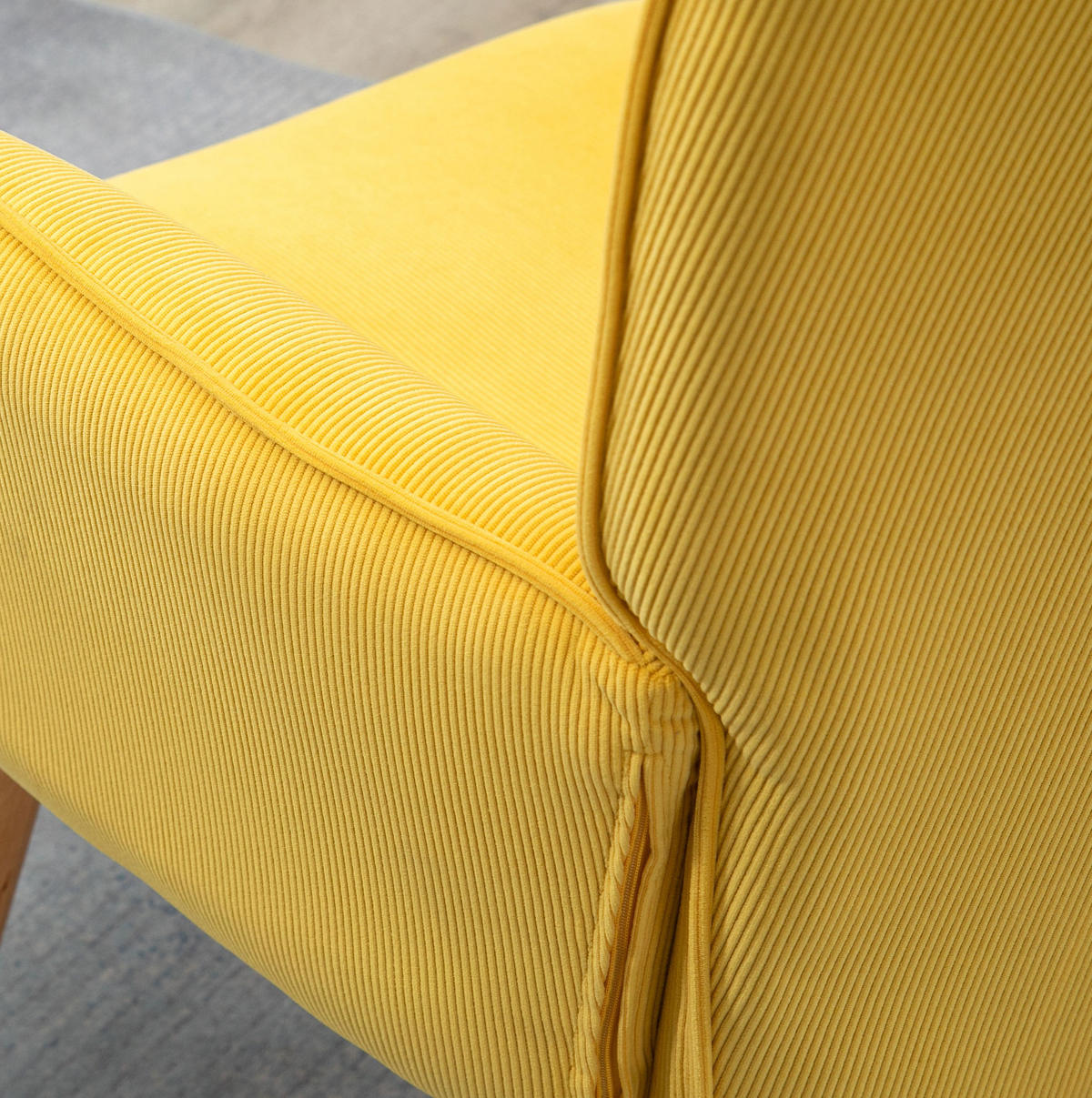 KŘESLO ušák 72/80/101 cm žluté, s podnožkou, polyester - žlutá, textil (72/101/80cm) - BEAOK